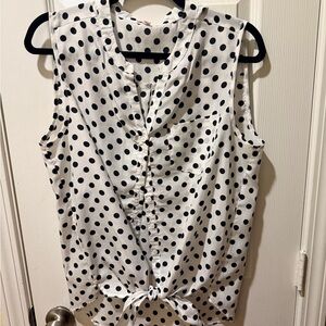 Pixley Black and White Polka Dot Sleeveless Blouse